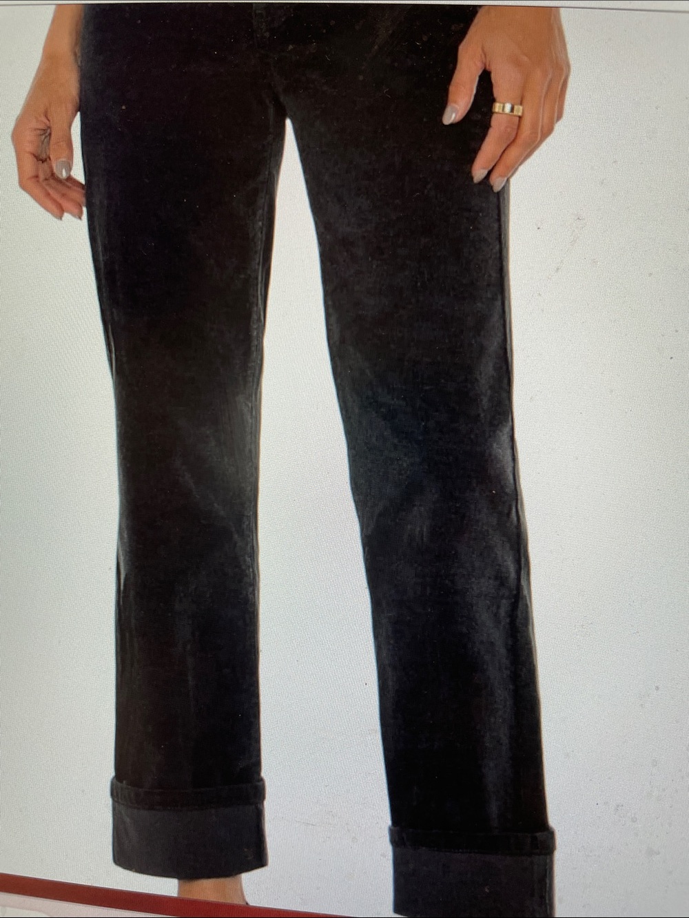 Liverpool high rise Black cord/Velvet Straight-Leg cuffed Pants- new